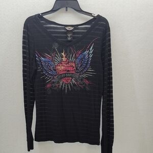Harley-Davidson Black Striped Long Sleeve Shirt